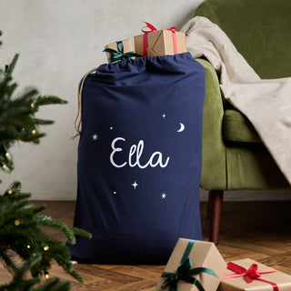 Starry Personalised Red or Navy Christmas Sack