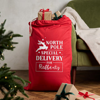 Reindeer Special Delivery Personalised Christmas Sack