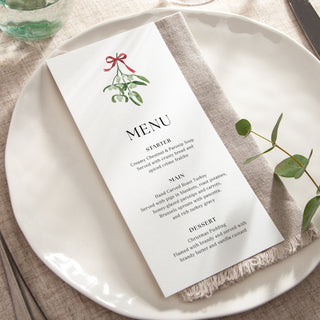 Mistletoe Christmas Dinner Menu Cards