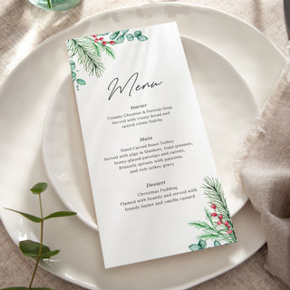Festive Christmas Dinner Menu Cards