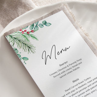 Festive Christmas Dinner Menu Cards