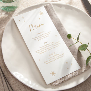 Stars & Snowflakes Foiled Christmas Dinner Menu Cards