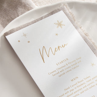 Stars & Snowflakes Foiled Christmas Dinner Menu Cards