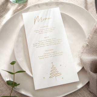Tree Doodle Foiled Christmas Dinner Menu Cards