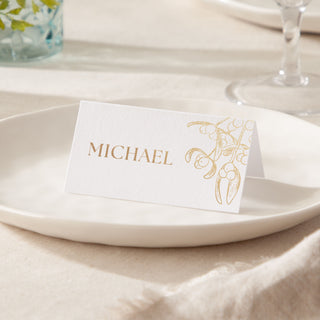 Mistletoe Foiled Christmas Dinner Place Cards