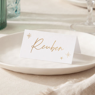 Stars & Snowflakes Foiled Christmas Dinner Place Cards