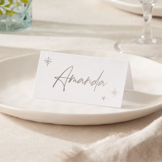 Stars & Snowflakes Foiled Christmas Dinner Place Cards