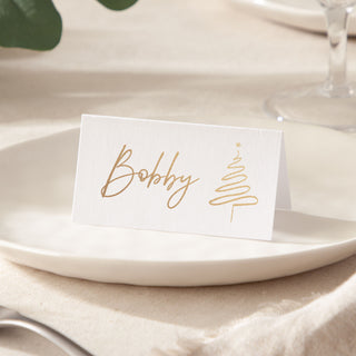 Tree Doodle Foiled Christmas Dinner Place Cards