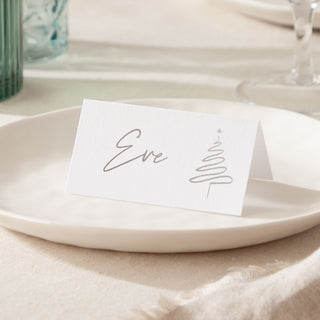 Tree Doodle Foiled Christmas Dinner Place Cards