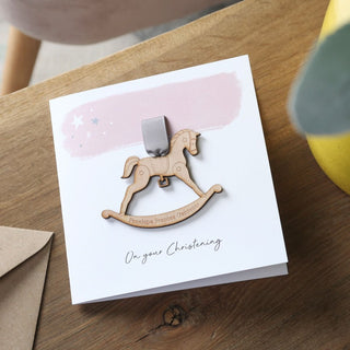 Rocking Horse Christening or Baptism Day Card