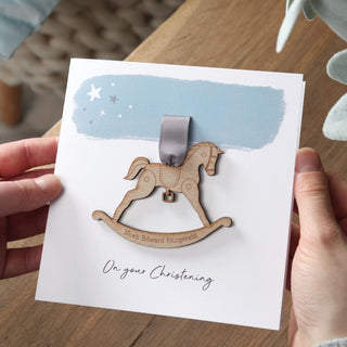 Rocking Horse Christening or Baptism Day Card