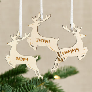 Wooden Reindeer Christmas Decoration Set