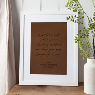Lyric, Quote or Vows Snippet Leather Anniversary Print