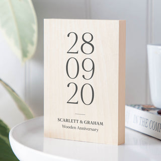 Special Date Wooden Anniversary Block