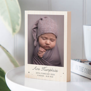 New Baby Details Wooden Photo Block