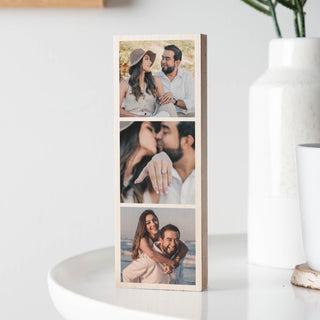 Triple Photo Strip Wooden Anniversary Block