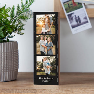 Film Style Border Triple Photo Wooden Block