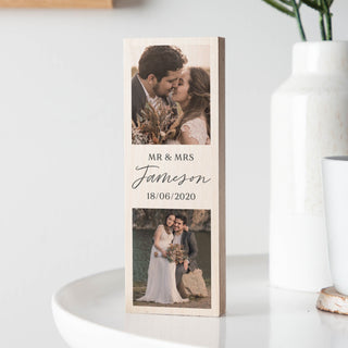 Double Photo Wooden Anniversary Block