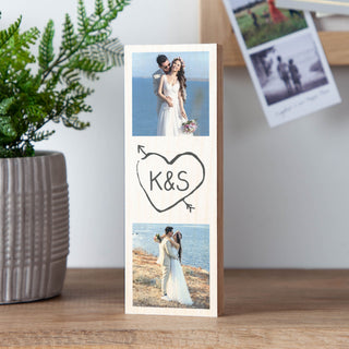 Heart & Arrow Couples Wooden Photo Block