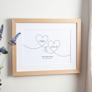 Names in Hearts Paper Anniversary Print