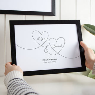 Names in Hearts Paper Anniversary Print