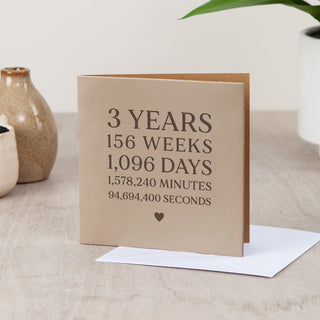 3 Years Leather Anniversary Card