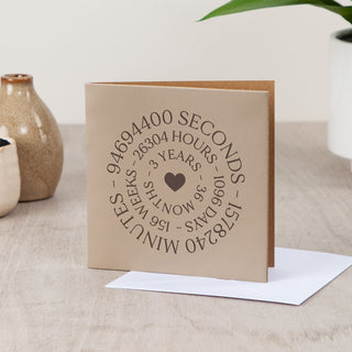 3 Year Timeline Leather Anniversary Card