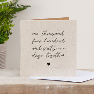 1461 Days Together Linen Anniversary Card