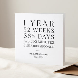 1 Year Together Paper Anniversary Card