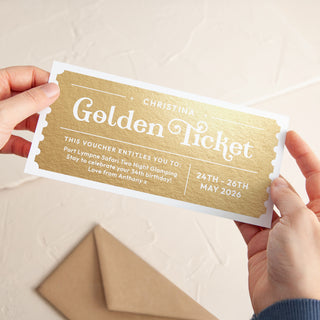 Personalised Foiled Golden Ticket Gift Voucher