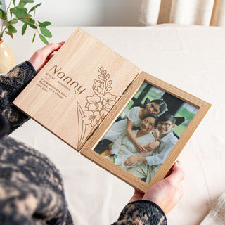 Personalised Birth Flower Wooden Photo Frame
