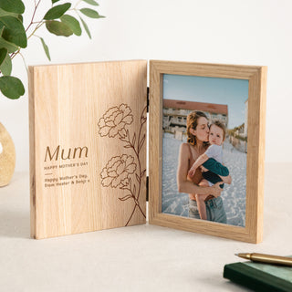 Personalised Birth Flower Wooden Photo Frame