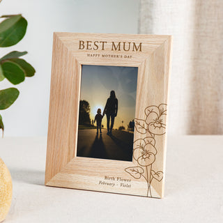 Personalised Birth Flower Photo Frame