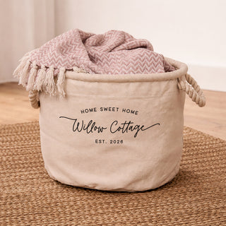 Home Sweet Home Canvas Storage Basket