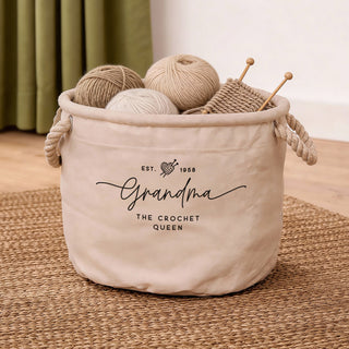 Personalised Knitting Canvas Storage Basket