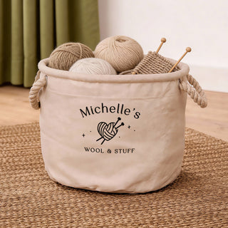 Personalised Knitting Supplies Storage Basket