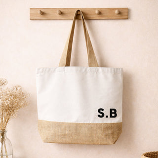 Personalised Block Initials Canvas Tote Bag