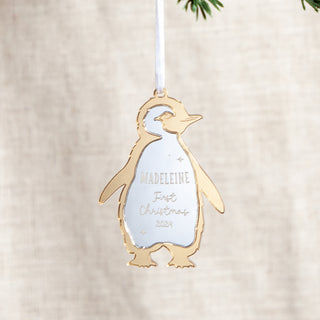 Festive Metallic Penguin First Christmas Decoration