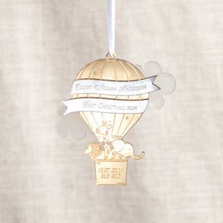 Metallic Mirror Hot Air Balloon First Christmas Decoration