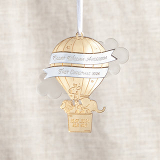 Metallic Mirror Hot Air Balloon First Christmas Decoration