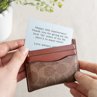 Special Message Tenth Tin Anniversary Wallet Card