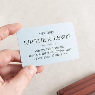 Tin Anniversary Personalised Keepsake Wallet Card