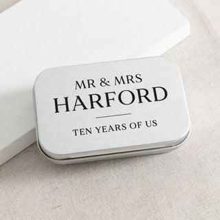 Minimal Font Anniversary Photo Card Keepsake Tin