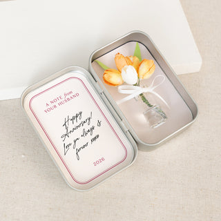 Forever Tulips Anniversary Keepsake in Mini Tin