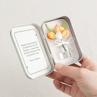 Bunch of Tulips Anniversary Keepsake in Mini Tin