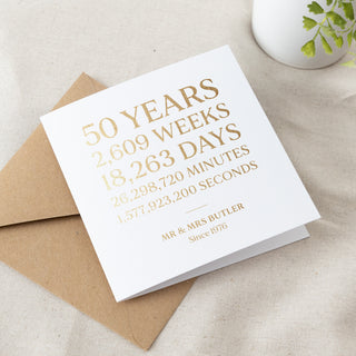 50 Years Together Foiled Gold Anniversary Card