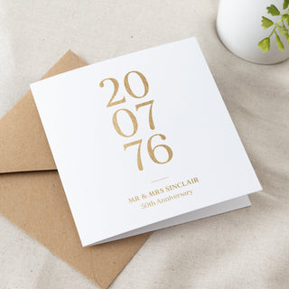 Special Date Foiled Gold Anniversary Card