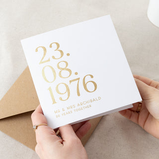 Big Date Foiled Gold Anniversary Card