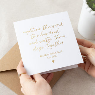 Number of Days Together Foiled Gold Anniversary Card