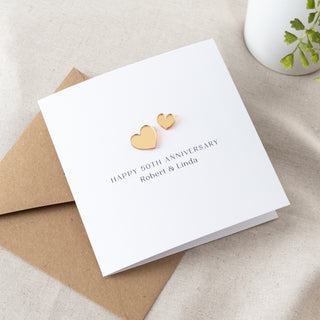 Mini Gold Hearts 50th Wedding Anniversary Card